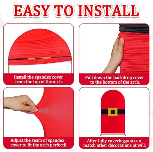 VitalCozy 7.2 ft Christmas Belt Arch Cover Spandex Santa Gold Buckle - Image 5