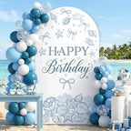 Serencatcher 7.2ft Blue Bow Seashell Birthday Arch Backdrop Cover - Image 5