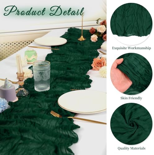 20 Pack Cheesecloth Table Runner 17 x 108 Inch, Emerald Green - Image 3