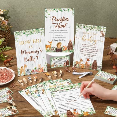 Sherr 476 Pcs Woodland Animal Green Baby Shower Games, 6 Activity Sets - Image 2