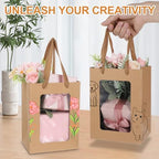 mekueeex 50 Pieces Paper Gift Bag with Transparent Clear Window 7.9 x 5.9 x 3.9 Inch Kraft Bags with Handles for Bridal Baby Shower Graduate Father Day Birthday Party Supplies(Brown) - Image 3