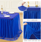 Royal Blue Table Cloths for Parties Tulle Table Skirts Rectangle Tables 8ft Fitted Spandex Table Covers Stretch Elastic Banquet Wedding Baby Shower Birthday Party Table Cloths 8 Foot Rectangle - Image 6