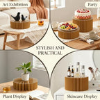 iobiotio Foldable Cake Stand, Reusable Buffet Risers, 4 Pack Round Dessert Stands with Acrylic Tops, Cardborad Display Stands for Weddings, Birthdays, Baby Showers, Parties, Home Decor, Caramel Brown - Image 5