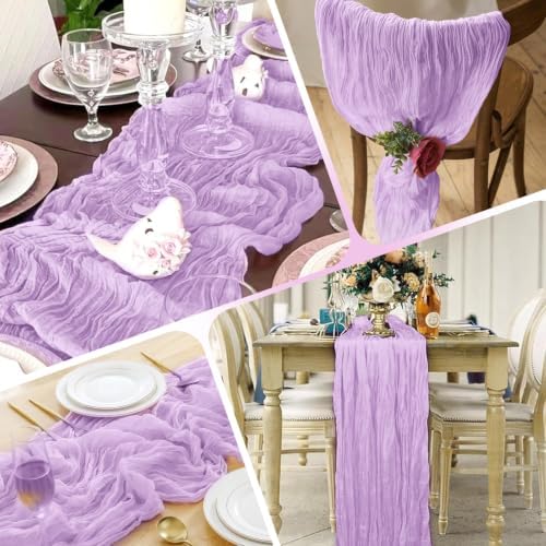 14 Pack Lavender Cheesecloth Table Runner 17x108 Inch Semi Sheer Boho Gauze Cheese Cloth Fabric Table Runners, for Wedding Party Baby Shower Birthday Home Decor Garden Farmhouse - Image 4