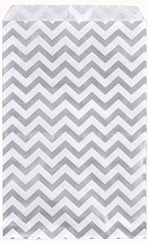 888 Display - 200 pcs of 8 1/2" x 11" Silver Chevron Paper Gift Bags Shopping Sales Flat Bags by 888DisplayUSA