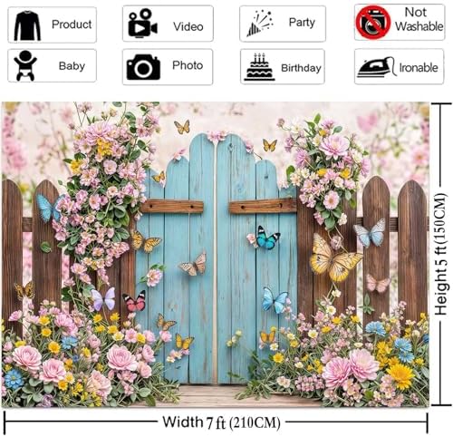 10X6.5ft Butterfly Floral Backdrop for Photography Spring Butterfly Flowers Girls Birthday Party Decorations Background Wedding Baby Shower Party Cake Table Decor Photo Booth Props - Image 5