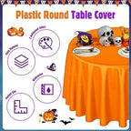 Buryeah 12 Pcs Black and Orange Round Plastic Tablecloths 84 Inch - Image 3