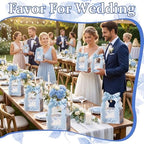 ForraFun 100 Sets Floral Wedding Favor Boxes with Pearl Pendant Bow, Blue - Image 5