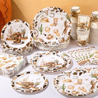 Pickmesh 250 Pcs Western Cowboy Party Decorations Wild West Disposable Tableware Set Cowboy Paper Plates Napkins and Cups for Rodeo Birthday Baby Shower Party Decorations Serve 50 - Image 6