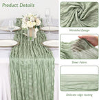 20 Pack Sage Green Cheesecloth Table Runner 120 Inch Boho Wedding Decor - Image 3