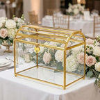 Cedilis Glass Wedding Card Box with Slot and Lock, 10 x 7.9 x 5.5 Inches Gold Clear Decorative Wedding Envelope Card Holder for Reception Birthdays Party, Bridal Shower, Graduation - Image 6