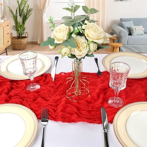12 Pack 10Ft Red Cheesecloth Table Runner 23 x 120 Inch - Image 4