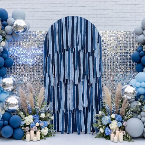DIY Denim Arch Backdrop Kit, 12 Roll Frayed Blue Jean Ribbon - Image 2