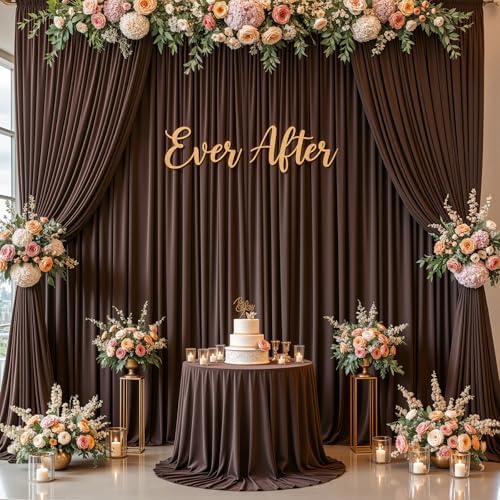 10x10ft Brown Backdrop Curtain for Wedding Parties Wrinkle Free Fabric Brown Drapes Backdrop Decoration for Baby Shower Birthday Photography Decoration 2 Panels, 5ft x 10ft - Image 3