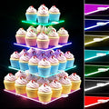 4 Tier Cupcake Stand with Rechargeable Light, LED Acrylic Cupcake Tower by weddingwish