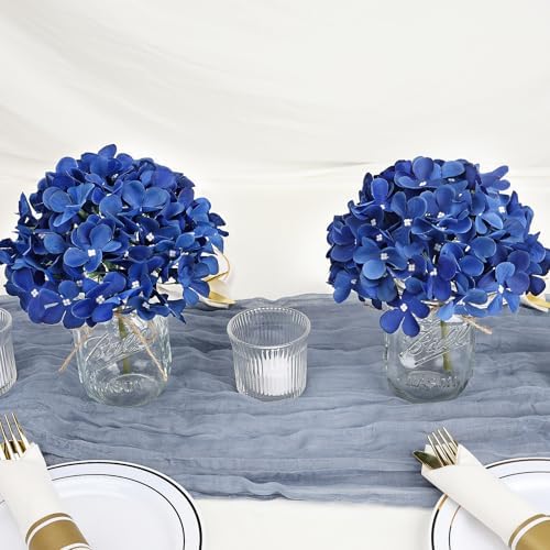 10 Set Mason Jars Centerpieces with Hydrangea - Royal Blue - Image 4