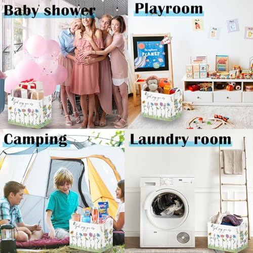 Runtoo Christian Bible Verse Floral Nursery Decor Baby Basket Religious Spiritual Inspirational Baby Shower Decorations Boys Gift Basket Toddler Toy Box Laundry Hamper Closet Storage Bins (Pack of 2) - Image 6
