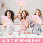JarThenaAMCS 24 Set Pink Bow Folding Hand Fan with Thank You Tags Organza Bags Coquette Bow Paper Fans Decorative Handheld Fans for Birthday Bachelorette Bride Shower Party Favors - Image 7