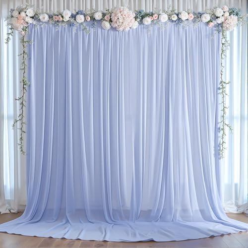 10ft x 10ft Baby Blue Backdrop Curtains, Wrinkle-Free Sheer Chiffon Fabric Photo Backdrop Draping Fabric for Wedding Arch Baby Shower Gender Reveal Photography Decorations - Image 2
