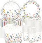 Wildflower Party Decorations, Paper Plates Napkins Cups Serve 50, Floral by Ziliny