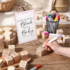 Tatuo 75 Pcs Baby Shower Party Block Games Sign to Decorate,Pink Bow - Image 5