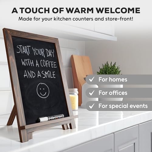 Loddie Doddie Mini Chalkboard Sign Easel, Place Cards, Dark Brown, 12"x12" - Image 2