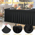Shillance 8 Packs Black Spandex Table Covers 8 Foot, Fitted Stretch Table Cloth with Skirts 96x30 Inch, Wrinkle-Free Floor Length Rectangle Tablecloths for Weddings Parties Banquets Events - Image 2