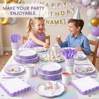 350 Pcs Lavender Rim Paper Plates and Napkins Party Supplies - Image 6
