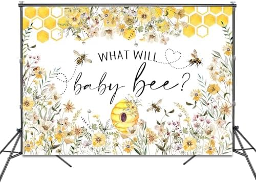Bee Gender Reveal Backdrop 10x7ft What Will Baby Bee Gender Reveal Party Decorations Background Honeycomb Flowers Banner Photo Booth Props - Image 2