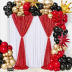 Red Glitter Sequin Backdrop Curtains 8ftx8ft Photo Drapes - Image 4