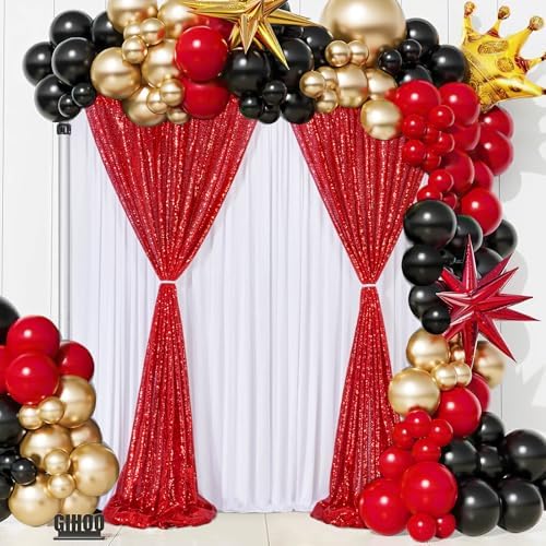 Red Glitter Sequin Backdrop Curtains 8ftx8ft Photo Drapes - Image 4