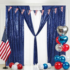 Eternal Beauty Navy Blue Sequin Backdrop Curtains, 4 Panels 2x8FT by EternalBeauty