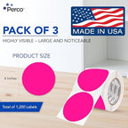 Perco Neon Pink Perforated Round Circle Dot Sticker 4-Inch Labels — 3 Rolls, 1,200 Stickers - Promo, Event & Gift Display Labels, High Visibility Signage - Made in USA - Image 2