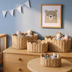 Pinkunn 4 Set Premium Scalloped Basket, Wicker Storage Baskets, 4 Sizes - Image 3