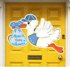 Baby Shower Decoration, Its a Boy Stork Door Hanger, Custom Name Banner, Welcome Newborn Wreath Decor, New Birth Arrival Greeting Card, Personalized Photo Booth Prop, Blue - Image 2