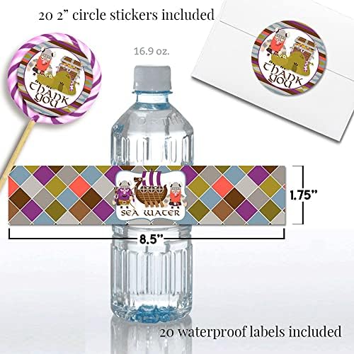 Amanda Creation Deluxe Viking Birthday Party Bundle Includes 20 Each of Invitations & Thank You Cards with Envelopes + 2 Sizes of Stickers, Mini Candy Bar Wrappers & Water Bottle Labels! - Image 5