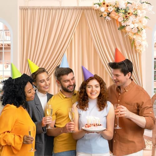 10 x 7 Feet Champagne Backdrop Curtain for Partie, Background Curtains for Photoshoot, Birthday, Wedding, Halloween, Thanksgiving, Christmas Day, New Year Party Decorations 5Ft x 7Ft, 2 Panels - Image 5