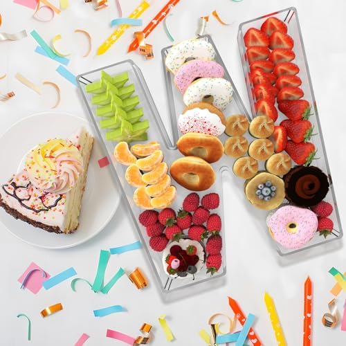 13.8" Extra Large Acrylic Letter Charcuterie Board Box, Reusable Fillable Letter Cake Candy Dish Display Serving Tray for Birthday Anniversary Party Decoration (W) - Image 4