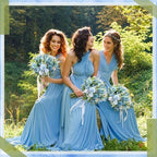 Tigeen 6 Bundles Artificial Flowers Bouquet for Wedding, Blue - Image 6