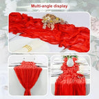 6 Pack Red Cheesecloth Table Runner 35x120 Inch 10Ft Rustic Gauze Cheese Cloth Table Runner Sheer Cheesecloth Table Runners for Wedding Party Bridal Shower Decoration - Image 5