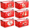 CHENGU 6 Pack Valentine's Day Storage Basket Vintage Valentine's Day Basket for Gift Collapsible Red Heart Holiday Decor Retro Large Bin Foldable Waterproof Box with Handle for Bedroom Laundry Nursery by CHENGU