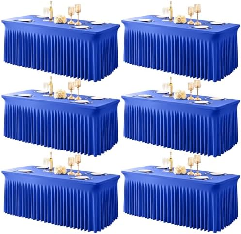 6 Packs Royal Blue Spandex Tablecloths for 6 Foot Rectangle Tables by PartyTalk