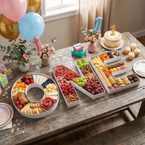 WENPACK 12" Cardboard Letter Shaped Mache Charcuterie Strawberries Fillable BABY Shower Sweets Candy Container Box (ONE) - Image 6