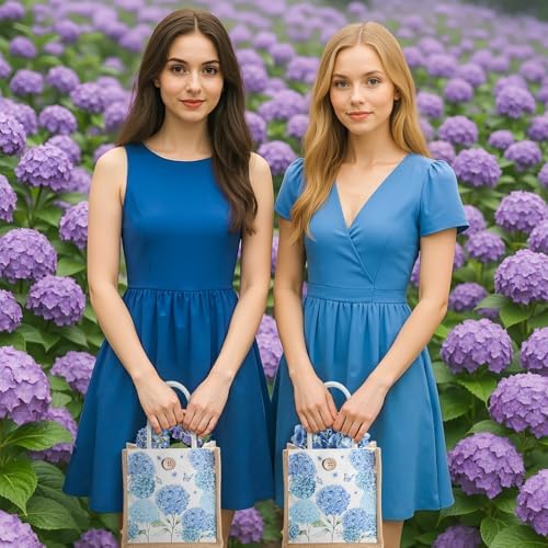Abbylike 12 Pcs Floral Gift Bag Small Flower Tote Bag,Hydrangea - Image 6