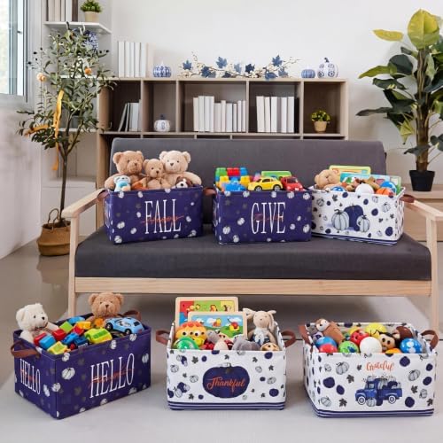 CHENGU 6 Pack Fall Storage Bins Collapsible Autumn Pumpkin Baskets for Gift - Image 3