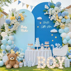 Baby Blue and Royal Blue Photo Arch Backdrop Cover Set of 2 for Baby Shower Boy Party 7.2ft and 6ft Arch Covers Stretchy Backdrop Spandex Birthday Arch Stand Covers for Wedding Banquet Background - Image 2