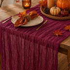 12 Pack Burgundy Red Cheesecloth Table Runner 120 Inch Boho Wedding Decor by Fixwal