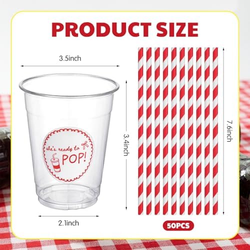 Willinglong 100 Pcs She's Ready to Pop Baby Shower Cups 12 oz Disposable - Image 4
