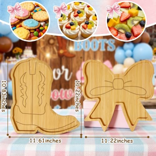 Boots or Bows Gender Reveal Decorations Wooden Boot Bow Charcuterie Boards - Image 4