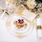 Nervure 175Pcs Clear Gold Plates, Disposable Party Plates for 25 Guests - Image 5